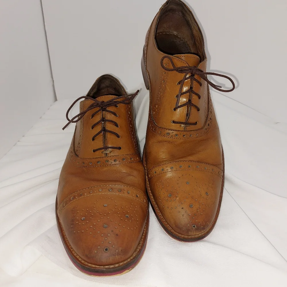 Johnston & Murphy Men’s Sz‎ 12 Conard Cap Toe Oxfords Full Grain Brown 20-8682
